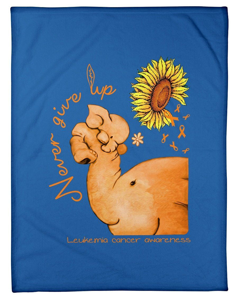 Leukemia Cancer Never Give Up Fleece Blanket