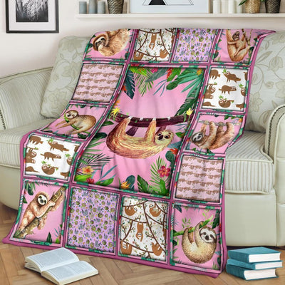 Funny Doodle Sloth Pink Gift For Sloth Lover Fleece Blanket