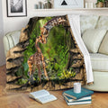 Baby And Mom Giraffe Photo Printed Fleece Blanket