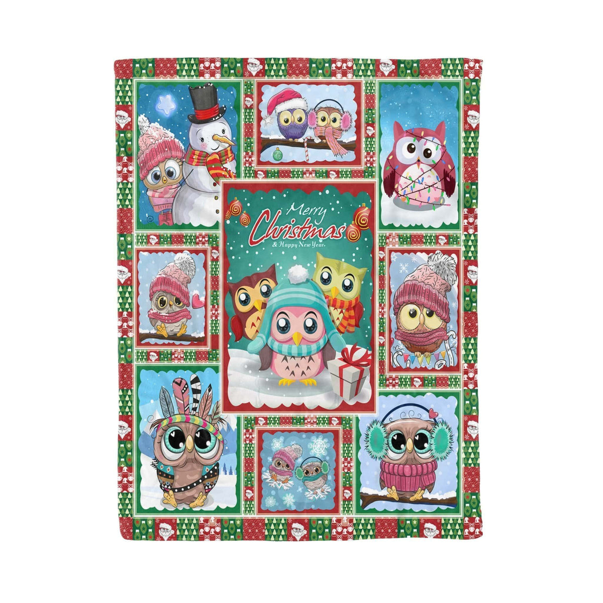 Owl Christmas And Happy New Year Fleece Blanket Gift For Girl
