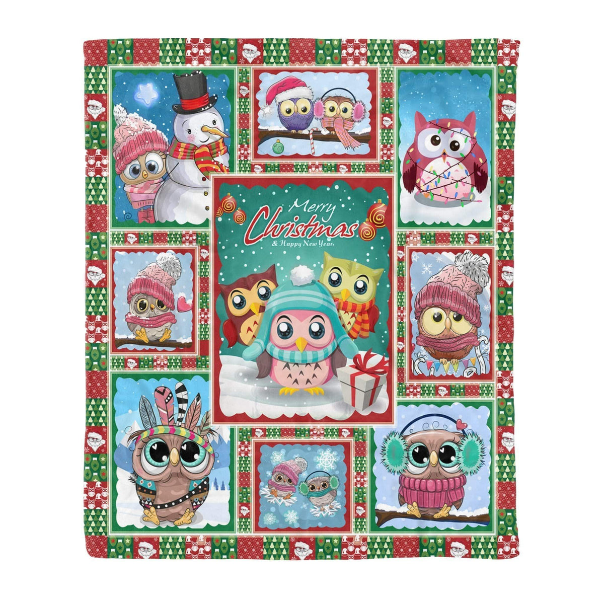 Owl Christmas And Happy New Year Fleece Blanket Gift For Girl