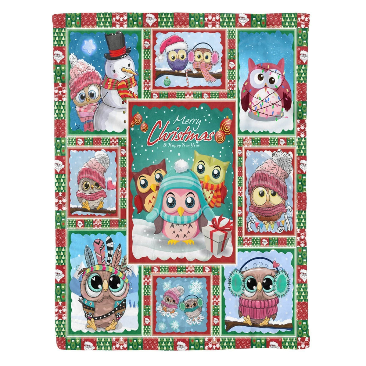 Owl Christmas And Happy New Year Fleece Blanket Gift For Girl
