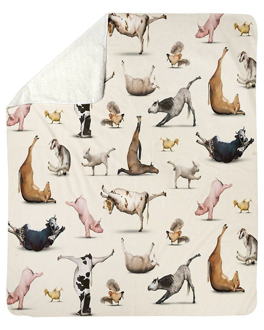 Funny Postures Animals Gift For Kids Fleece Blanket Sherpa Blanket