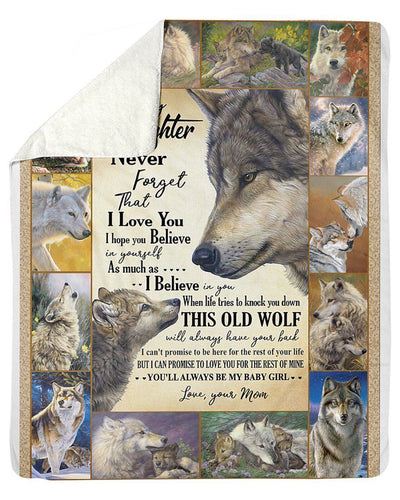 This Old Wolf Will Always Have Your Back Giving Daughter Blanket Sherpa Blanket
