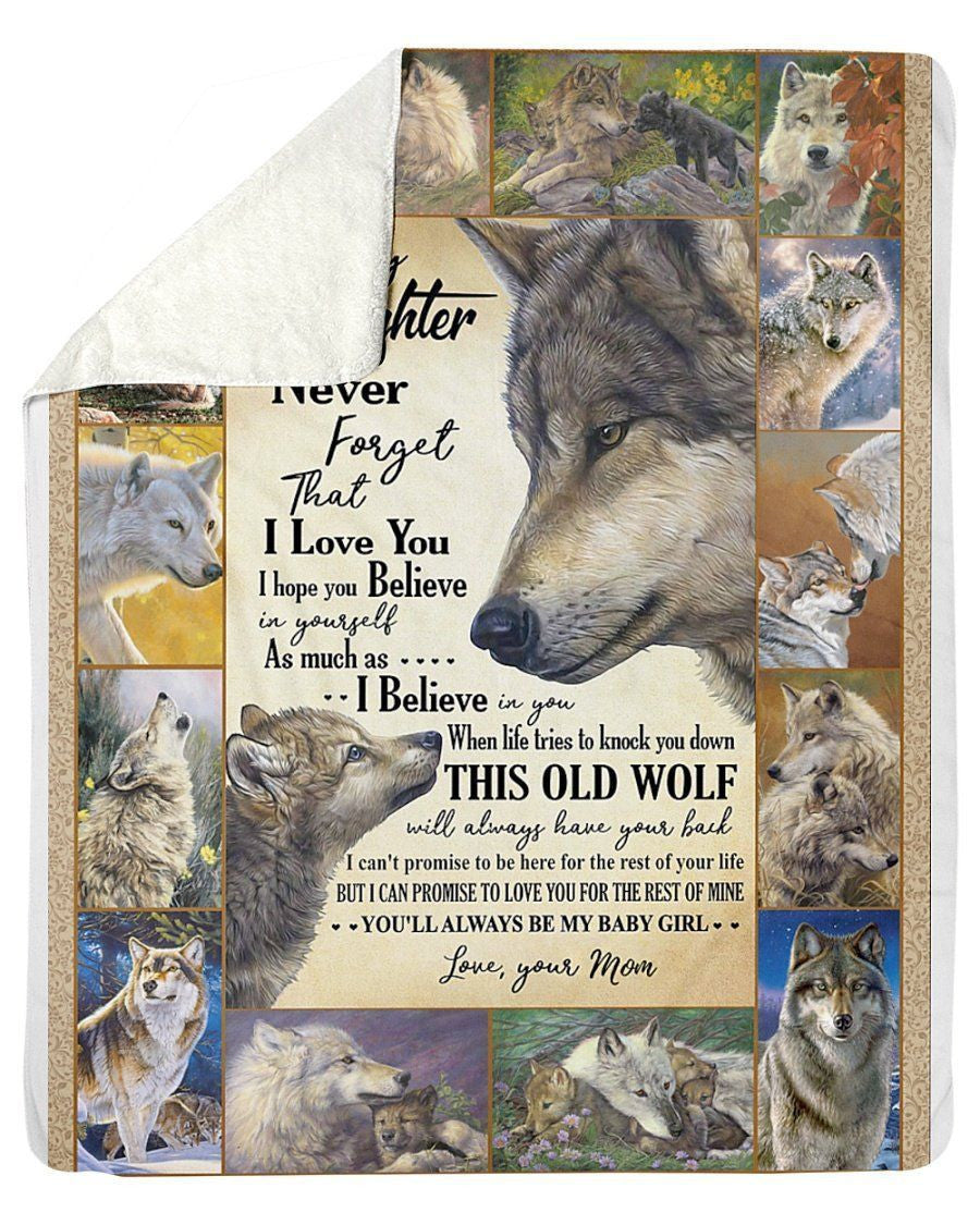 This Old Wolf Will Always Have Your Back Giving Daughter Blanket Sherpa Blanket