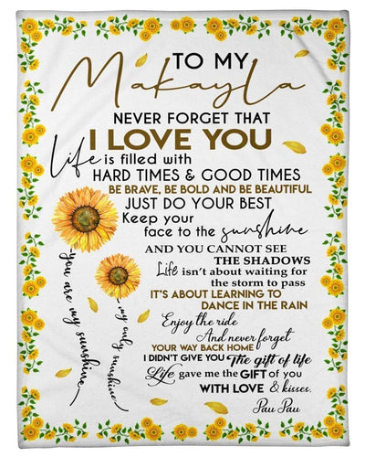 To My Makayla Never Forget That I Love You Custom Design Gifts Fleece Blanket