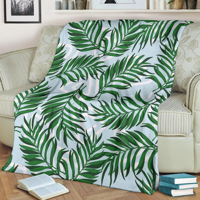 Wild Palm Leaves Pattern Print Design Blue Sky Fleece Blanket