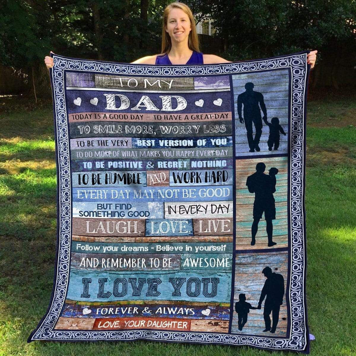 Laugh Love Live Fleece Blanket Gift For Dad