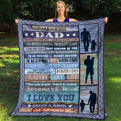Laugh Love Live Fleece Blanket Gift For Dad