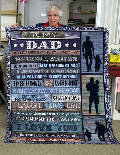 Laugh Love Live Fleece Blanket Gift For Dad