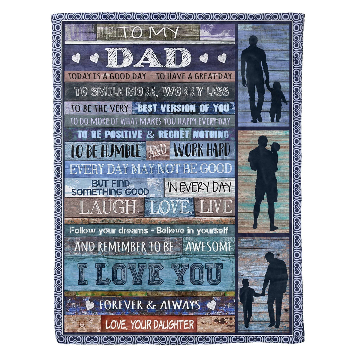 Laugh Love Live Fleece Blanket Gift For Dad