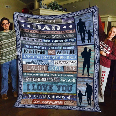 Laugh Love Live Fleece Blanket Gift For Dad