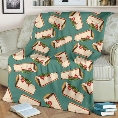 Cheesecake Pattern Print Design Green Fleece Blanket