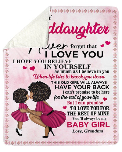 Grandma To My Granddaughter Never Forget That I Love You Fleece Blanket Sherpa Blanket
