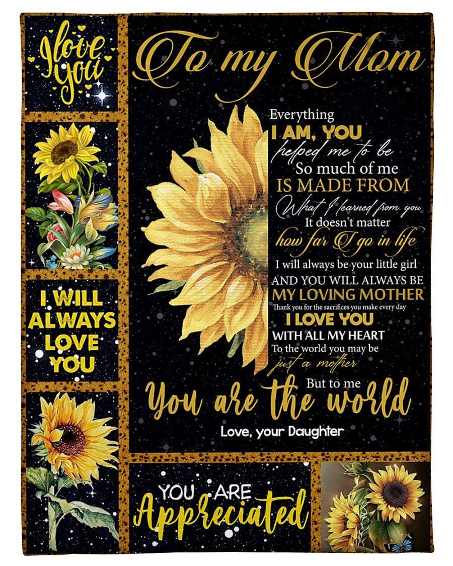 To My Mom To Me You Are The World Gifts From Daughter Fleece Blanket