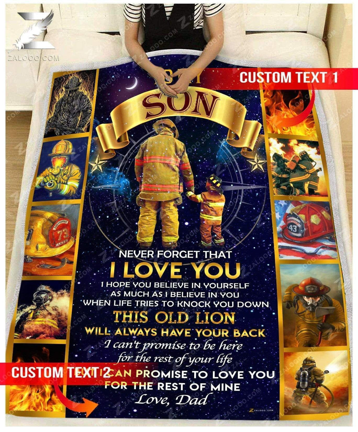 Custom Fleece Blanket - Firefighter - For Son From Dad - I Will Always Have Your Back
