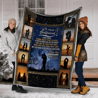 I Wish I Could Turn Back The Clock Boyfriend And Girlfriend Sunset Fleece Blanket