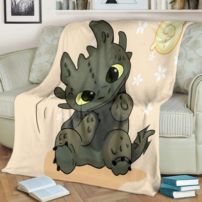Cute Baby Toothless Bedding Decor Gift Idea Printed Fleece Blanket
