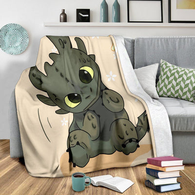 Cute Baby Toothless Bedding Decor Gift Idea Printed Fleece Blanket