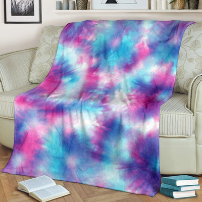 Tie Dye Blue Pink Soft Fleece Blanket