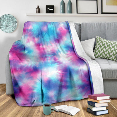 Tie Dye Blue Pink Soft Fleece Blanket