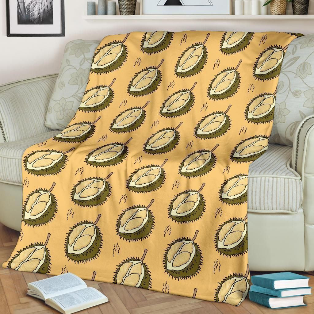 Durian Pattern Print Design Taupe Fleece Blanket