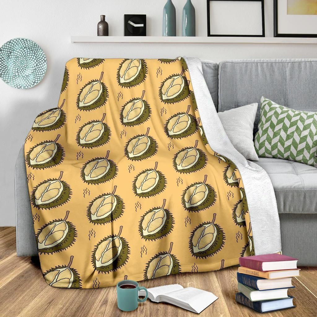 Durian Pattern Print Design Taupe Fleece Blanket