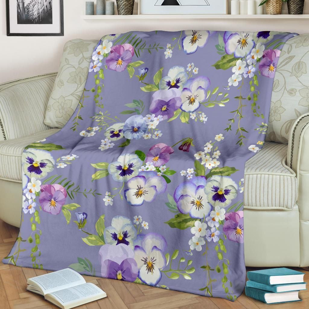 Color Pansy Flower Pattern Print Design Fleece Blanket