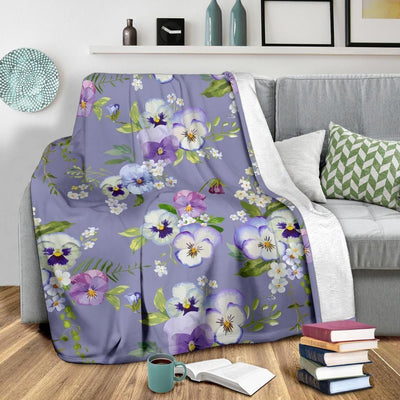 Color Pansy Flower Pattern Print Design Fleece Blanket