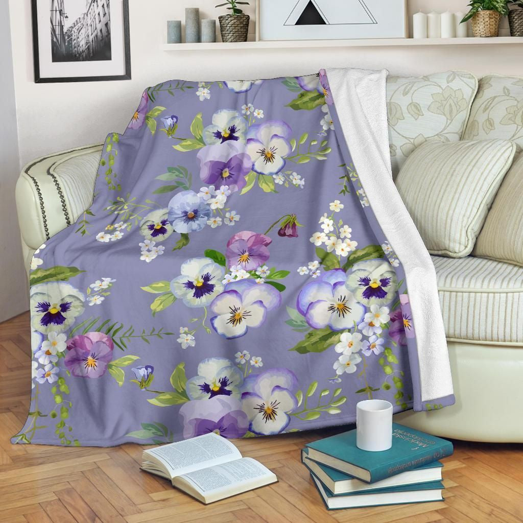 Color Pansy Flower Pattern Print Design Fleece Blanket