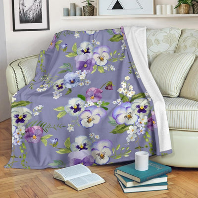 Color Pansy Flower Pattern Print Design Fleece Blanket