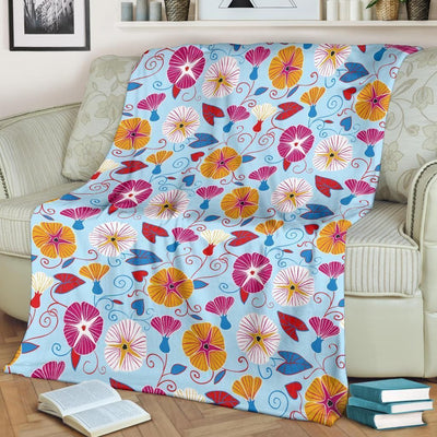Beautiful Morning Glory Pattern Print Design Fleece Blanket