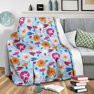 Beautiful Morning Glory Pattern Print Design Fleece Blanket
