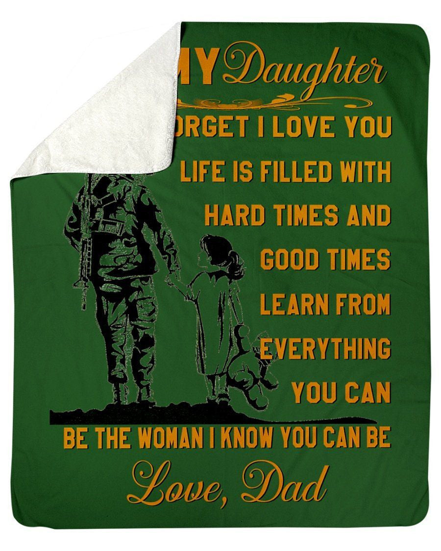 Veteran Lovely Message From Dad Gifts For Daughters Fleece Blanket