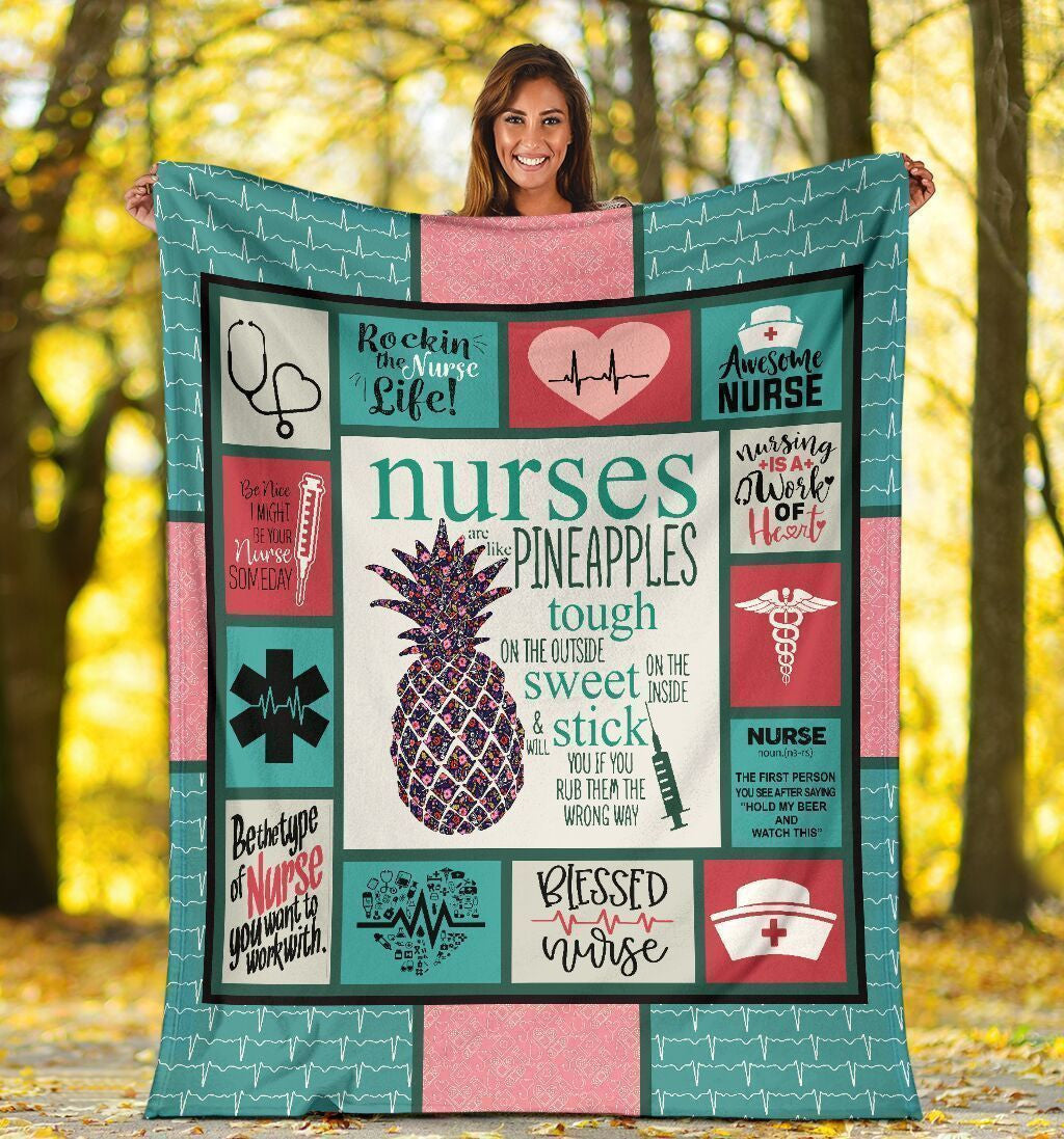 Quote Nurses Pineapple Soft Fleece Blanket
