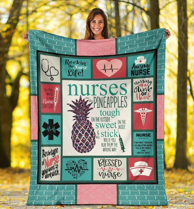 Quote Nurses Pineapple Soft Fleece Blanket