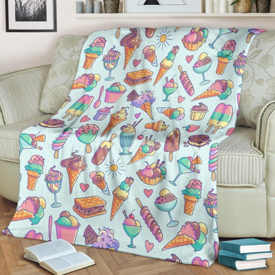 Sweet Ice Cream Pattern Print Design Fleece Blanket