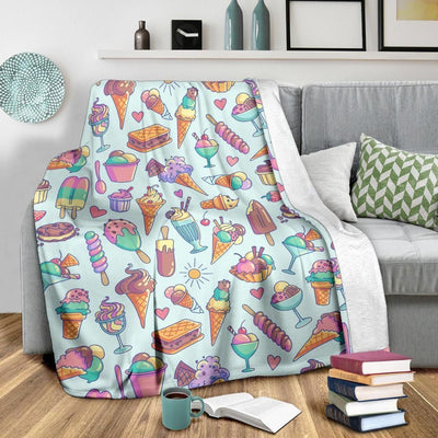 Sweet Ice Cream Pattern Print Design Fleece Blanket