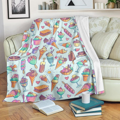 Sweet Ice Cream Pattern Print Design Fleece Blanket