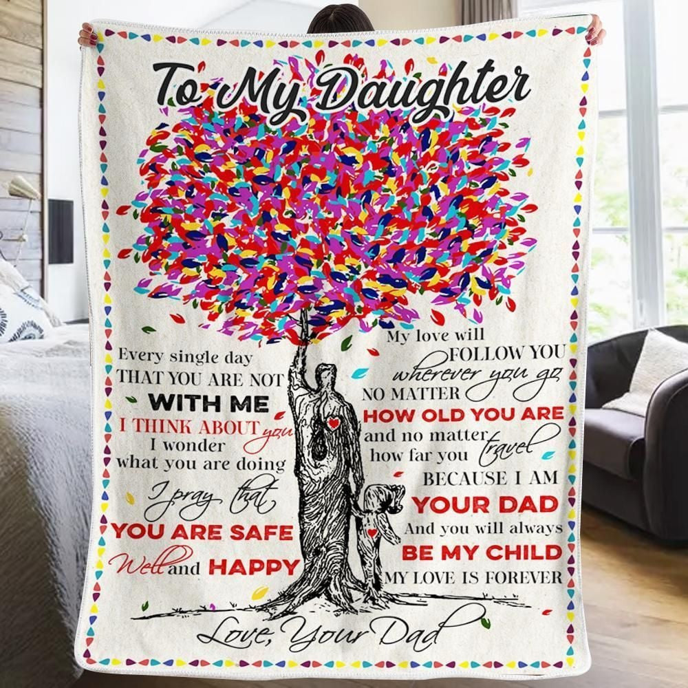 Colorful Tree I Pray That You Are Safe Dad Gift For Daughter Fleece Blanket