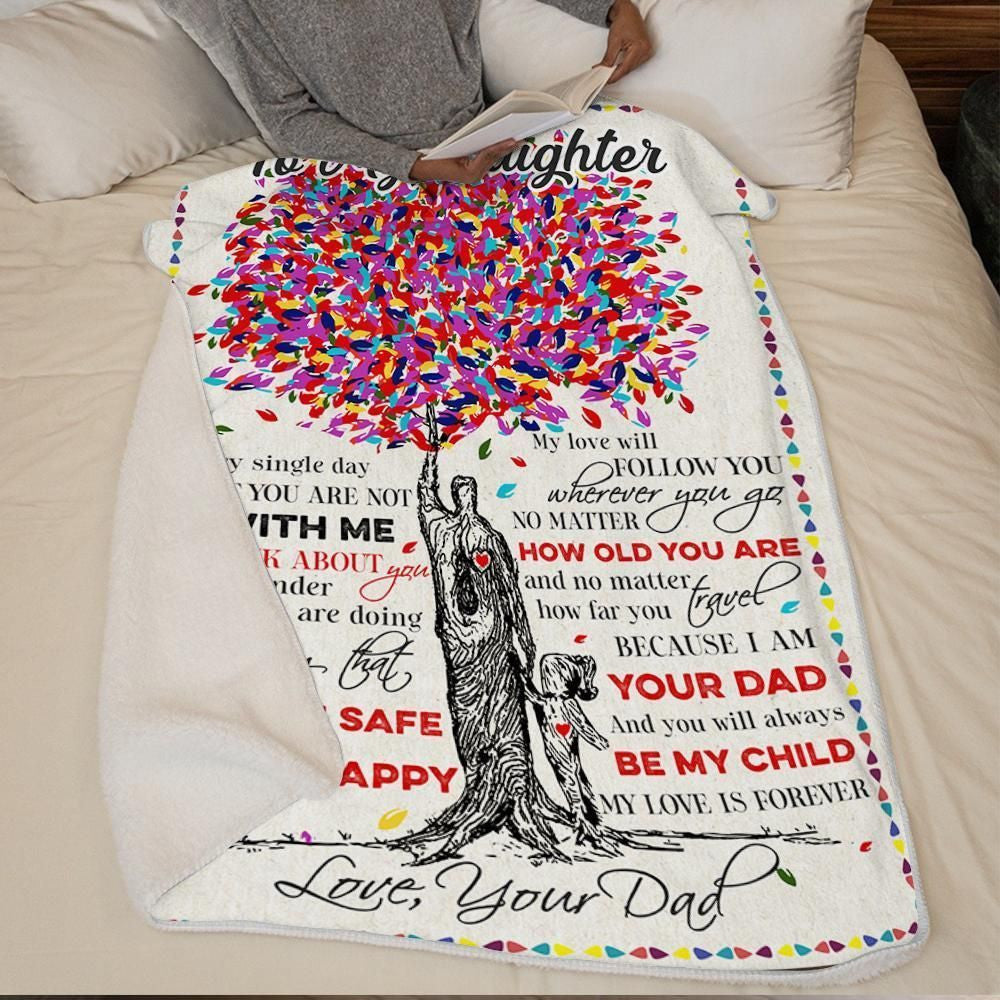 Colorful Tree I Pray That You Are Safe Dad Gift For Daughter Fleece Blanket
