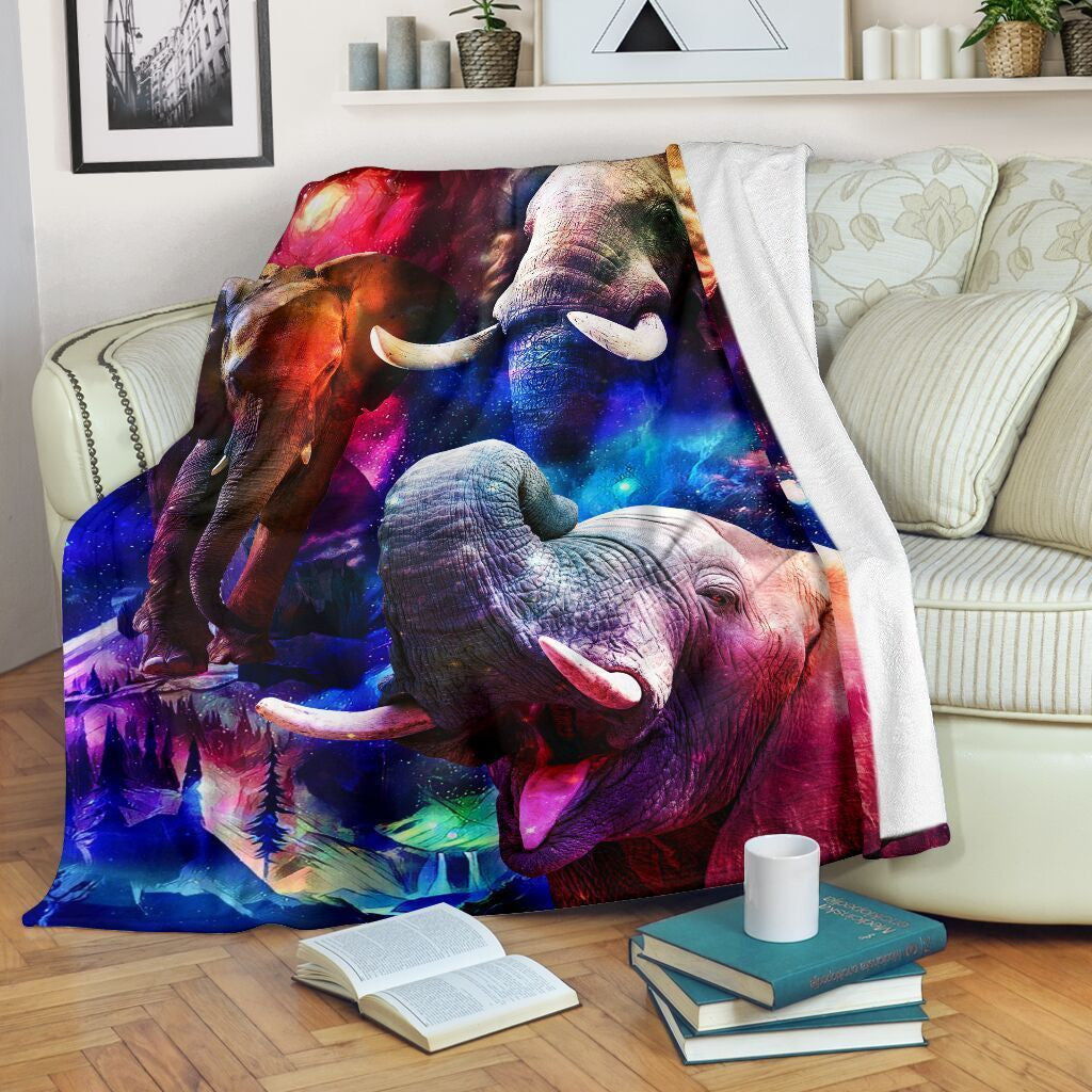 Elephant Galaxy Magic Art Fleece Blanket Gift Fleece Blanket