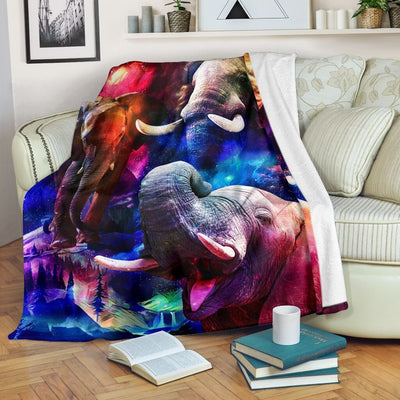 Elephant Galaxy Magic Art Fleece Blanket Gift Fleece Blanket