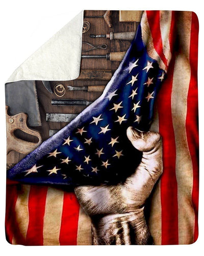 Carpenter American Flag Fleece Blanket
