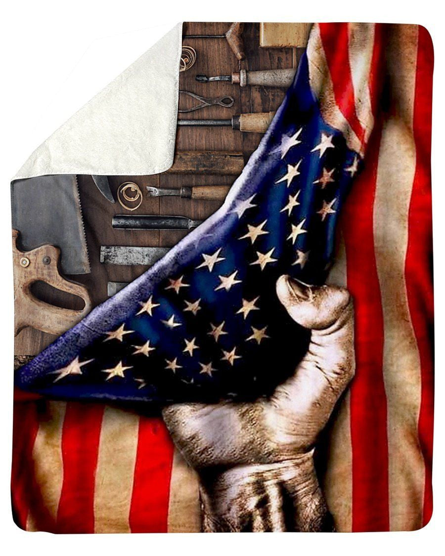 Carpenter American Flag Fleece Blanket