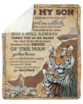 Dad To Son Personalized Name Carry You In My Heart Tiger Fleece Blanket Sherpa Blanket