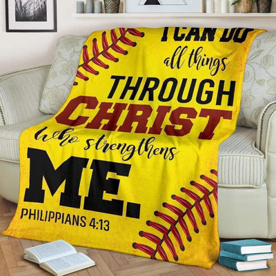 Softball I Can Do All Things Fleece Blanket