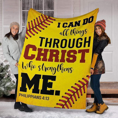 Softball I Can Do All Things Fleece Blanket