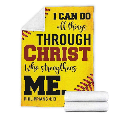 Softball I Can Do All Things Fleece Blanket