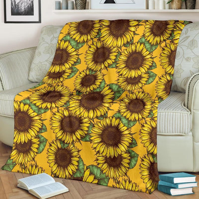 Cool Summer Sunflower Pattern Printed Fleece Blanket